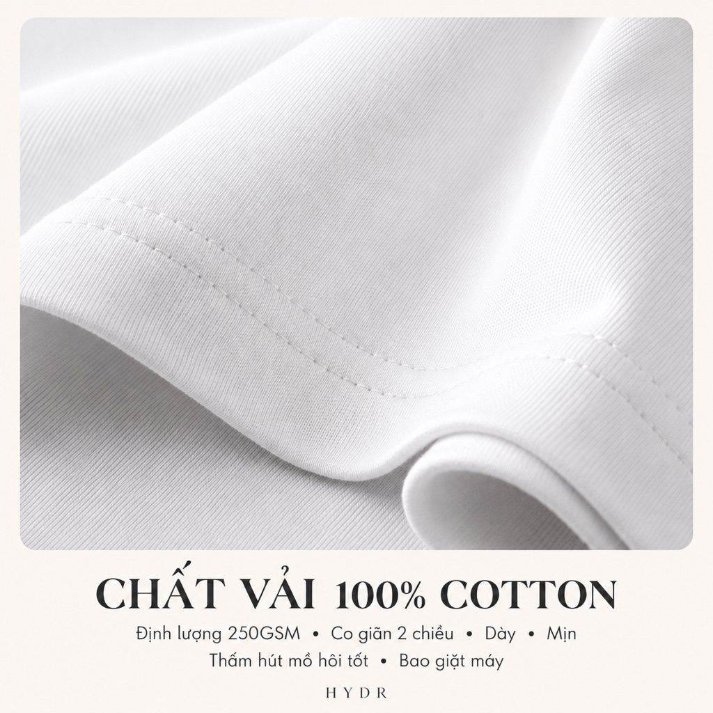 Áo thun HYDR Quiet Power cotton 100% form Overfit unisex Nam Nữ, in nổi Cao thành | HYDR - QP