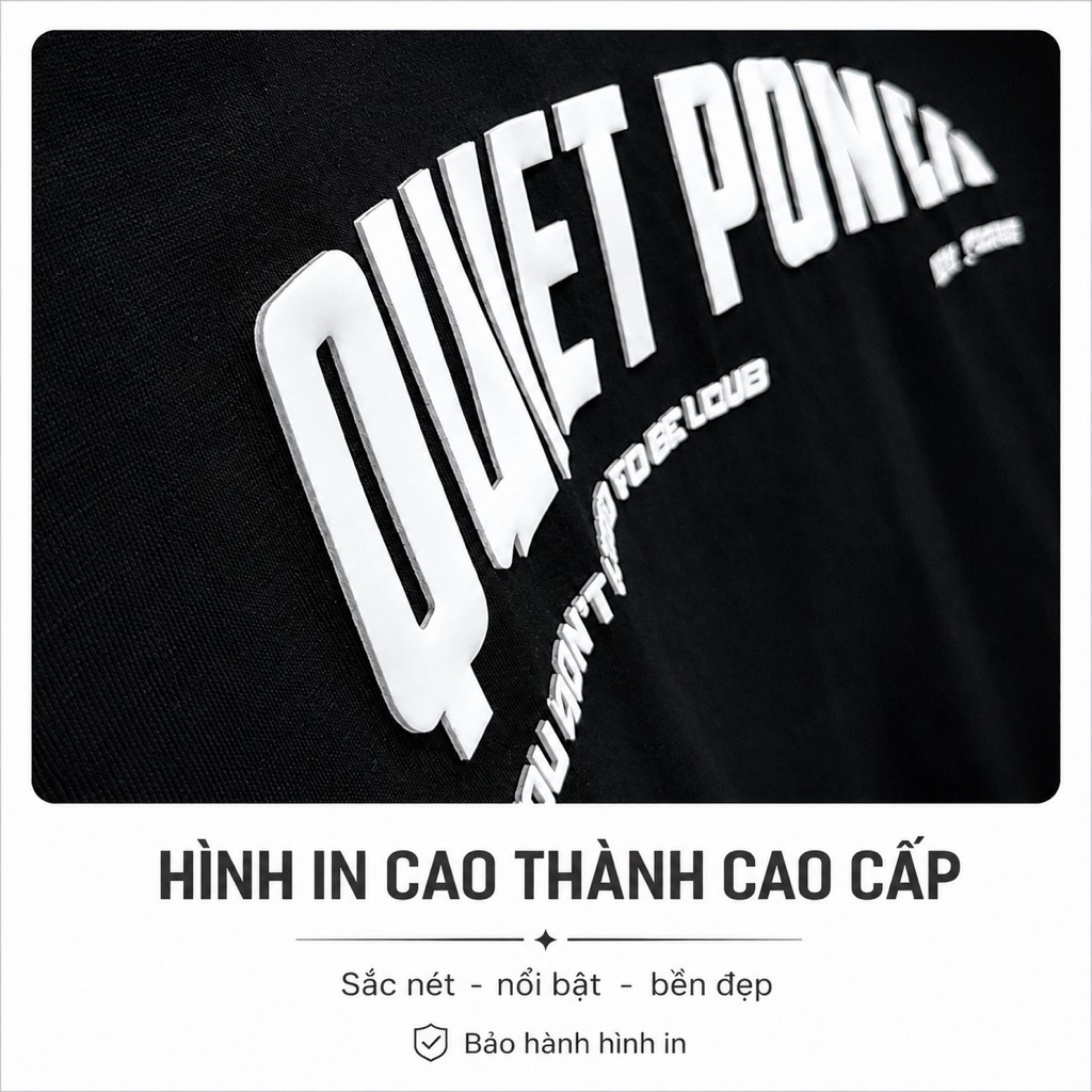 Áo thun HYDR Quiet Power cotton 100% form Overfit unisex Nam Nữ, in nổi Cao thành | HYDR - QP