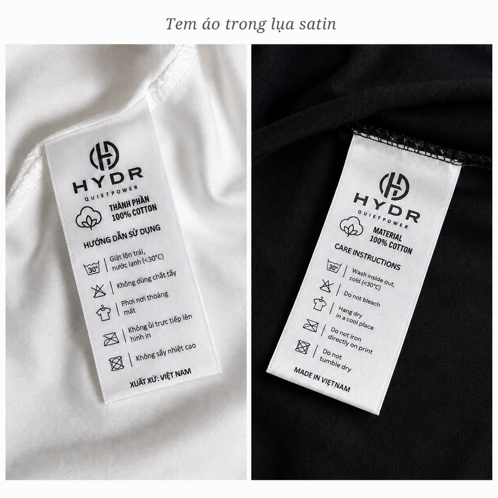 Áo thun HYDR Quiet Power cotton 100% form Overfit unisex Nam Nữ, in nổi Cao thành | HYDR - QP