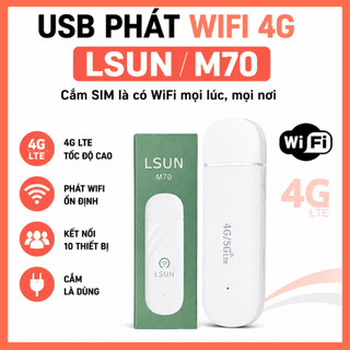 USB 4G LSUN M70 Phát WiFi Không Dây – Cắm SIM 3G/4G – Tốc Độ 150Mbps – Kết Nối 10 Thiết Bị