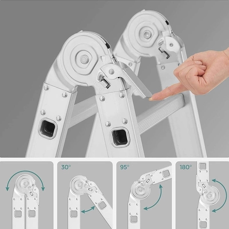 Thang nhôm gấp 4 đoạn chữ A 14 tư thế sử dụng Chống ẩm, chống gỉ cao 3.7m/4.7m/5.7m