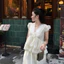 MIU.STUDIO • Áo voan tơ dập ly cổ V phối viền ren thắt nơ cao cấp, Áo sơmi babydoll tay cánh tiên phối tầng bèo tiểu thư