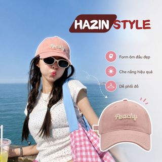 COMBO 2 Mũ lưỡi trai HAZIN thêu hình basic form cứng, vải kaki cao cấp, thời trang unisex phong cách Hàn Quốc