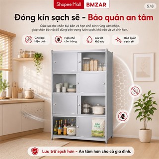 Tủ bếp inox Kệ đựng đồ đa năng nhà bếp Kệ tủ đa năng Cửa trượt chống bụi và chống trượt