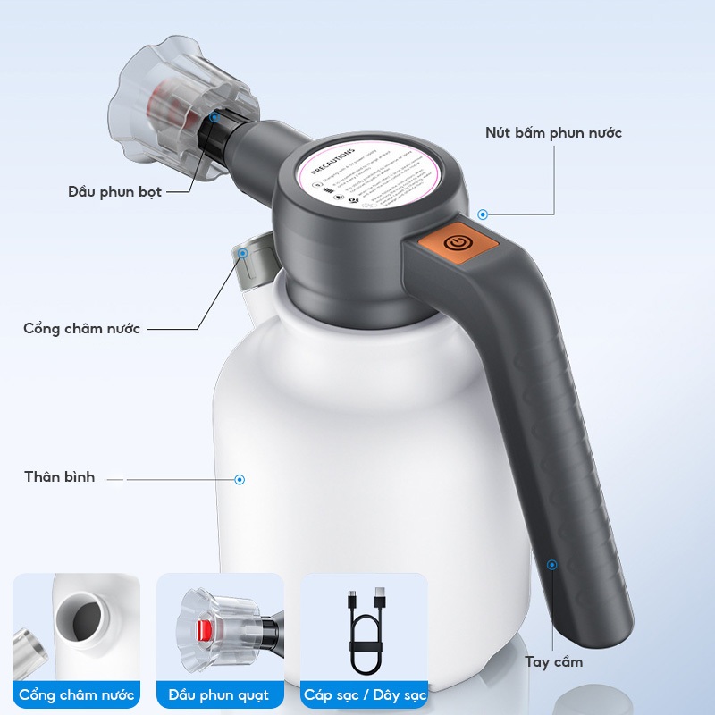Bình xịt phun bọt cầm tay tự động 2L,máy phun bọt tuyết rửa xe,tưới cây, phun xịt đa năng dễ sử dụng