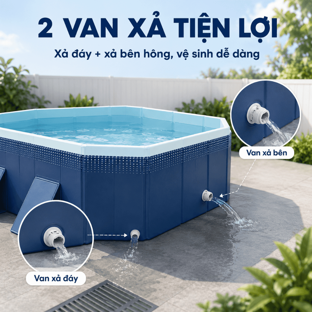WTHB bể bơi ngoài trời cho gia đình – loại lớn, gấp gọn, không cần bơm hơi, phù hợp 1-10 người, không cần máy bơm