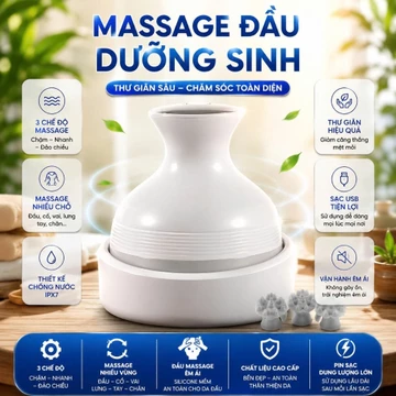 Máy Massage Đầu - Máy Massage Đầu Dưỡng Sinh 3 Chế Độ, 4 Đầu Massage Giúp Thư Giãn Giảm Căng Thẳng Mệt Mỏi