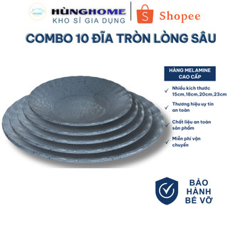 Combo 10 Đĩa nhựa sâu lòng, đĩa quán nhậu, đĩa nhựa melamine sâu lòng, Đĩa sâu lòng