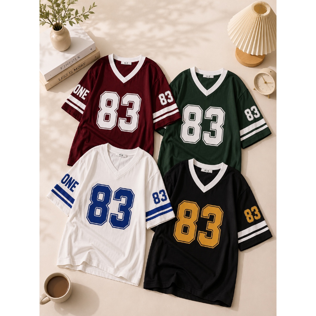 Áo Thun Nữ Form Rộng 83 ONE Cổ Tim 2 Size M,L Tay Lỡ Cotton Mềm Mại Unisex 4 Màu Hot Trend
