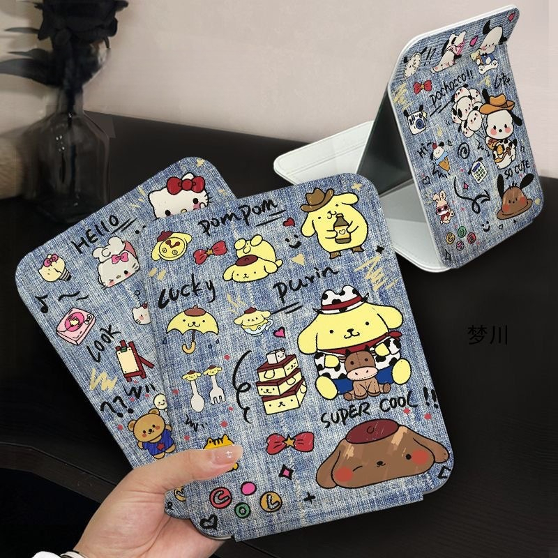 Gương Gấp Gọn Hello Kitty Để Bàn, Cầm Tay, Bỏ Túi Bọc Da PU Cao Cấp MUN STORE GUONGKITTY29