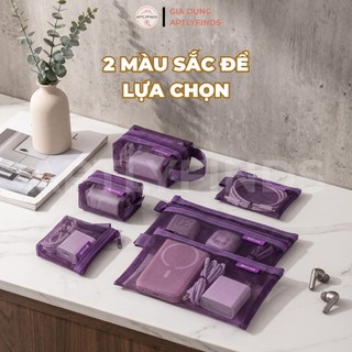 Bộ 6 Túi Đựng Đồ Du Lịch Lưới Mesh APTLYFINDS Túi Đựng Phụ Kiện Cao Cấp, Tiện Lợi, Bền Bỉ Khô Thoáng