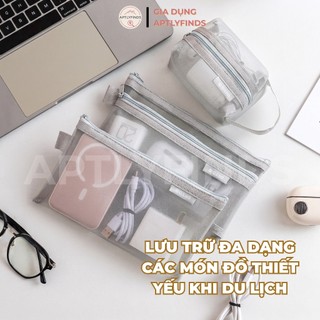 Bộ 6 Túi Đựng Đồ Du Lịch Lưới Mesh APTLYFINDS Túi Đựng Phụ Kiện Cao Cấp, Tiện Lợi, Bền Bỉ Khô Thoáng