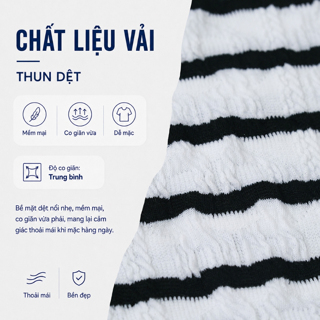Áo Thun Nữ GUMAC Áo Phông Kiểu Kẻ Sọc Ngang Dáng Ngắn Bo Eo Co Giãn Mềm Mát LATF0514