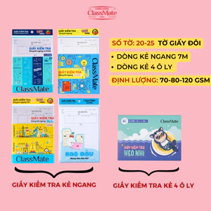 Giấy Kiểm Tra Kẻ Ngang CLASSMATE, Giấy Kiểm Tra Kẻ Ô Ly 70-80gsm Mịn, Không Thấm Mực Dành Cho Học Sinh