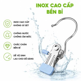 Móc Kẹp Đơn Inox Treo Quần Áo Chống Gió Xoay 360 Độ GD84 - Móc Phơi Đồ Lót Tất Đồ Nhỏ Gọn Gàng