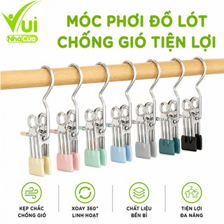 Móc Kẹp Đơn Inox Treo Quần Áo Chống Gió Xoay 360 Độ GD84 - Móc Phơi Đồ Lót Tất Đồ Nhỏ Gọn Gàng