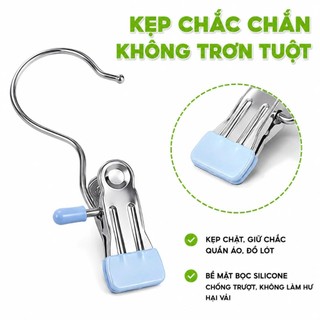 Móc Kẹp Đơn Inox Treo Quần Áo Chống Gió Xoay 360 Độ GD84 - Móc Phơi Đồ Lót Tất Đồ Nhỏ Gọn Gàng