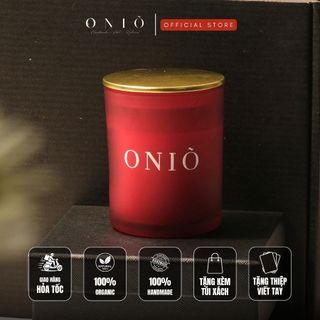 Nến thơm hũ thuỷ tinh Đỏ Handmade, Decor Phòng Ngủ & Thư Giãn, Quà tặng - Chu Sa Candle ONIÕ