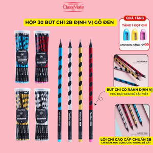 Hộp 30 Bút Chì 2B Định Vị CLASSMATE Gỗ Đen Cao Cấp, Chì Đậm Mịn Chuẩn 2B Cho Bé Tập Viết, Luyện Chữ CL-PC642