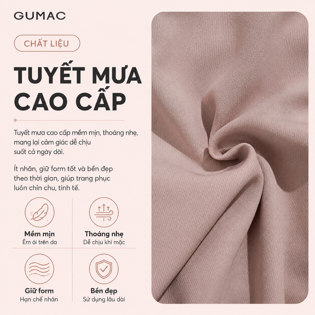 Quần Tây Nữ Ống Đứng 91cm GUMAC Quần Baggy Công Sở Lưng Cao Cài Khuy Chất Tuyết Mưa Cao Cấp LQE0819