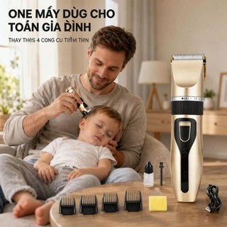 Máy cắt tóc cho bé & nam cầm tay điện | Tông đơ cắt tóc êm ái chống nước | Máy cắt tóc nam cán tay