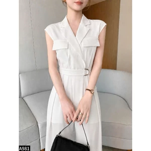 Jumpsuit cổ vest kèm belt 2 màu A981