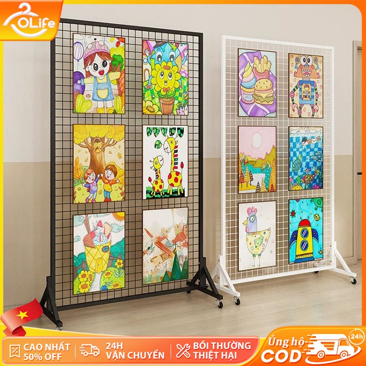 𝐎𝐥𝐢𝐟𝐞 Kệ lưới trang trí phân chia không gian đa dụng bánh xe trồng cây lưu ảnh khung thép dày bo góc không sắc cạnh