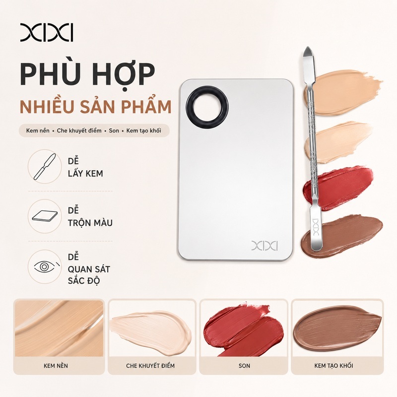 XIXI GJ205 Bảng Pha Kem Nền Kèm Dao Trộn, Khay Trộn Makeup Dễ Làm Sạch, Pha Kem Nền & Che Khuyết Điểm