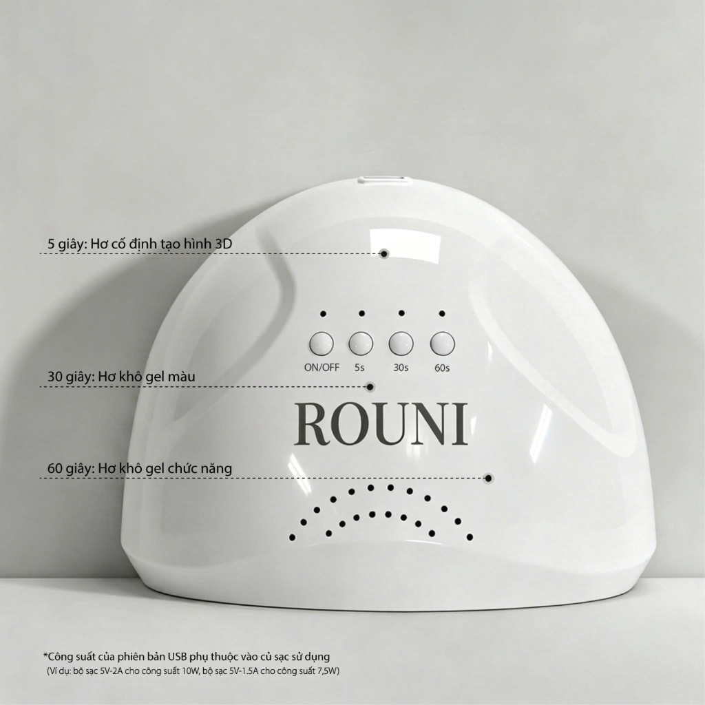 ROUNI Đèn Hơ Móng UV/LED SUN ONE Hơ Gel Nhanh 5s/30s/60s Đèn Nail Chính Hãng