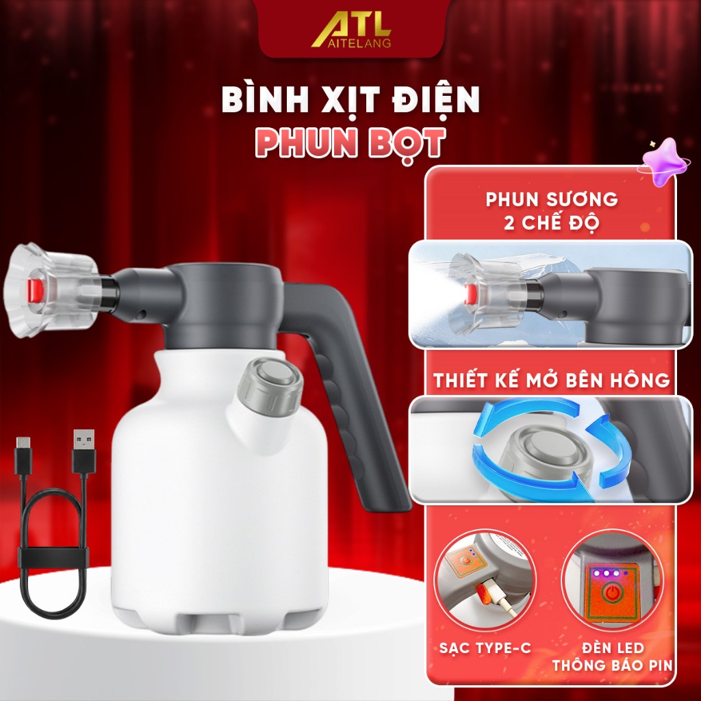 Bình xịt phun bọt cầm tay tự động 2L,máy phun bọt tuyết rửa xe,tưới cây, phun xịt đa năng dễ sử dụng