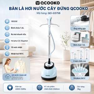 Bàn Là Hơi Nước Cây Đứng QCOOKO Công Suất 1800W, Bàn ủi hơi nước cầm tay ủi mọi loại vải
