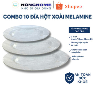COMBO 10 Đĩa nhựa - đĩa hột xoài - dĩa bầu dục melamine màu vàng kem, trắng, xanh lá nhỏ - trung - lớn
