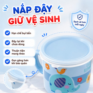 CỐC UỐNG NƯỚC HONPER HP2406 CÓ TAY CẦM NẮP ĐẬY 185ML – HỖ TRỢ BÉ TẬP UỐNG, MẸ AN TÂM MỖI NGÀY