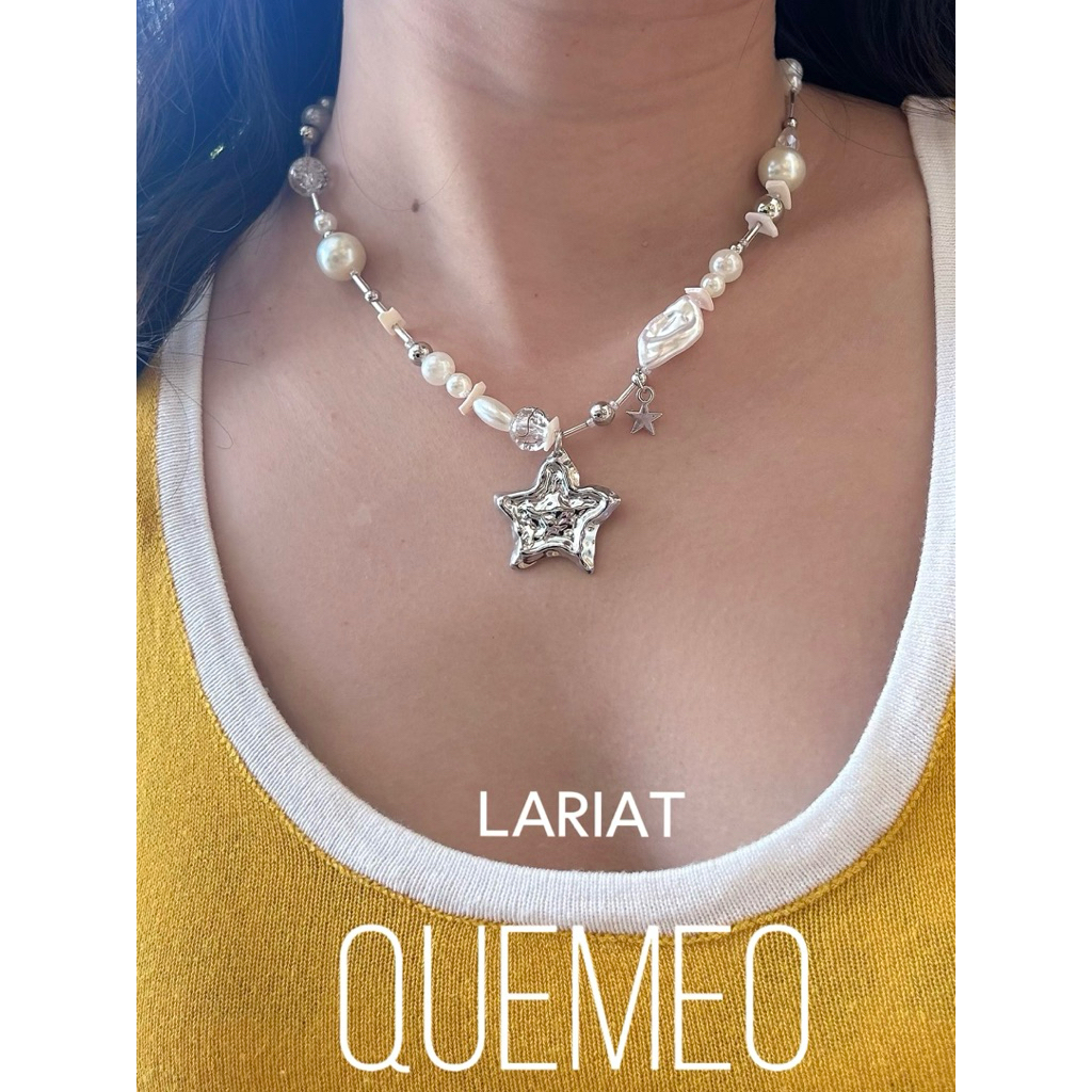 Vòng Cổ Mảnh Sò Trắng Mài MINT WHITE LARIAT QUEMEO Dễ Phối Đồ