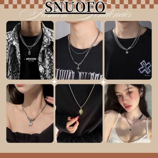 SNUOFO - Vòng cổ nam layer nhiều lớp dây chuyền titan nam nữ dạng Thiết kế hai lớp cá tính - Nhiều tùy chọn