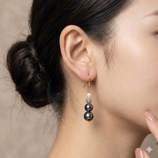 [N1102] Bông Tai, Khuyên Tai Ngọc Trai Đá Nhân Tạo Dáng Dài Mix Màu Xám Trắng, Sang Trọng - DAISYN