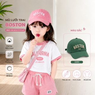 Mũ Lưỡi Trai Trẻ Em Bé Trai Bé Gái Boston Dolphin Coorclub7 Vải Cotton Form Chuẩn Chống Nắng Điều Chỉnh Size 3-10 Tuổi