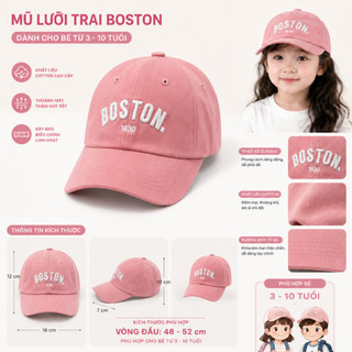 Mũ Lưỡi Trai Trẻ Em Bé Trai Bé Gái Boston Dolphin Coorclub7 Vải Cotton Form Chuẩn Chống Nắng Điều Chỉnh Size 3-10 Tuổi