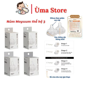 Núm Ty Moyuum Hàn Quốc Đủ Size 1-4 Cho Bé Tặng Kèm Đục Núm Ti Tiện Lợi