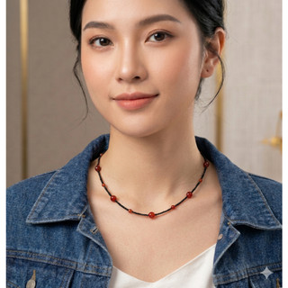 [N1110] Vòng Cổ, Dây Chuyền Ngọc Trai Đá Màu Đen Nhân Tạo Xen Kẽ Ngọc Đỏ - DAISYN