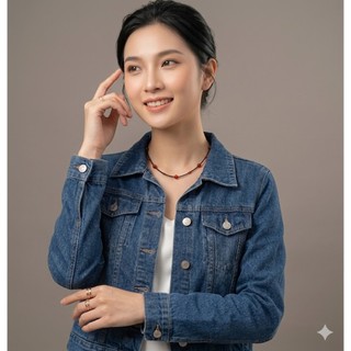 [N1110] Vòng Cổ, Dây Chuyền Ngọc Trai Đá Màu Đen Nhân Tạo Xen Kẽ Ngọc Đỏ - DAISYN