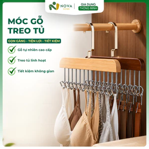 Móc Gỗ Treo Đồ Đa Năng, Móc Inox Chống Gỉ Treo Đồ Lót Tất Cà Vạt Áo 2 Dây Sang Trọng Tiện Lợi