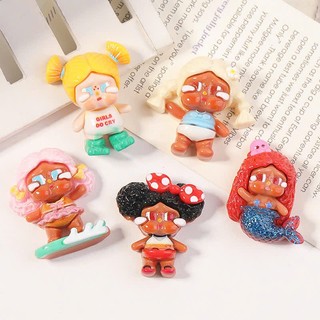 Set Charm Crybaby Mùa Hè Biển Xanh – Nàng Tiên Cá, Bé Lướt Sóng, Cô Bé Khóc Nhè Resin Trang Trí Dép Dễ Thương