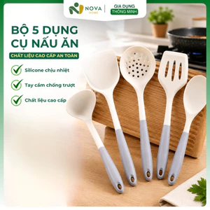 Bộ 5 Dụng Cụ Nhà Bếp Silicone Cao Cấp Chịu Nhiệt Chống Dính Không Trầy Nồi Chảo An Toàn