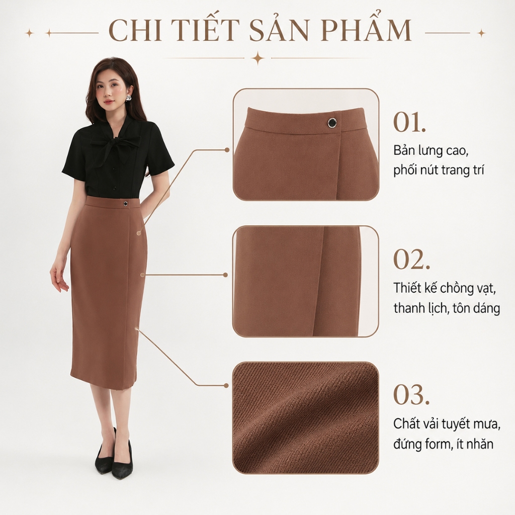 Chân Váy Bút Chì Nữ GUMAC Chân Váy Công Sở Lưng Cao Dáng Dài Xẻ Tà Đắp Chất Tuyết Mưa Cao Cấp LVE0107