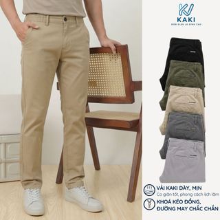 Quần dài kaki nam chuẩn form, KVKaki Slimfit, kaki cotton chất dày xịn co giãn, đanh mịn, lịch sự
