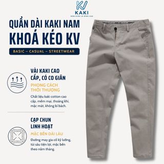 Quần dài kaki nam chuẩn form, KVKaki Slimfit, kaki cotton chất dày xịn co giãn, đanh mịn, lịch sự