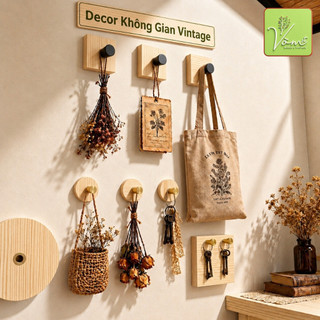 Móc Gỗ Dán Tủ ( Chốt Hợp Kim Cao Câp ) - Gỗ Thông Mỹ Vòm Decor, Keo Nano Siêu Dính, Treo Túi Xách, Khăn, Chìa Khóa,.....