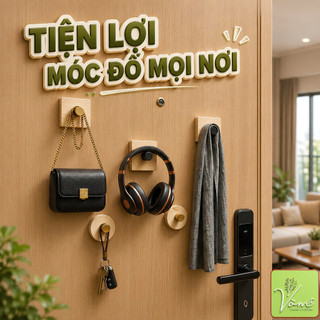 Móc Gỗ Dán Tủ ( Chốt Hợp Kim Cao Câp ) - Gỗ Thông Mỹ Vòm Decor, Keo Nano Siêu Dính, Treo Túi Xách, Khăn, Chìa Khóa,.....