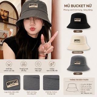 Mũ bucket tai bèo nam nữ HAZIN thêu chữ, chất vải Kaki cao cấp, vành cụp thời trang cá tính